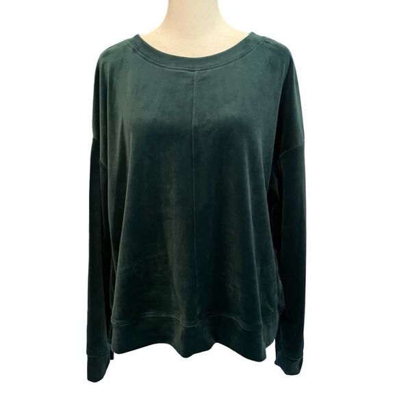Cable & Gauge Sweater Women's Size M Green Velvet Long Sleeve Pullover Soft​ - Picture 1 of 10
